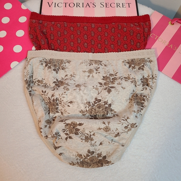 VTG Victoria's Secret 2pk Signature Cotton Hi-leg Brief Panties Size Lg - Picture 3 of 6